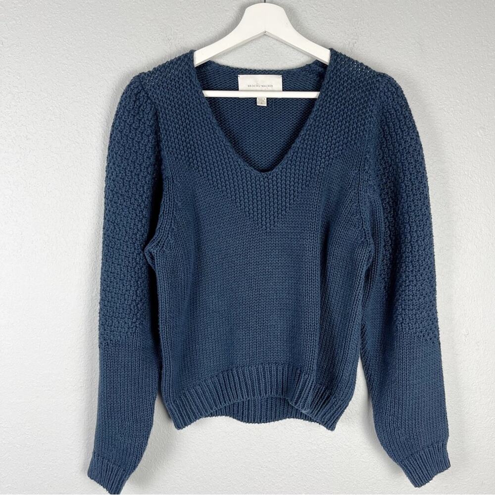 BROCHU WALKER Kara Vee Sweater in Navy